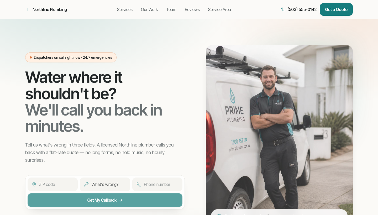 Northline Plumbing roofing website design by Nexomo Studio